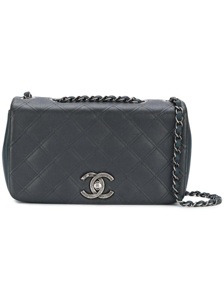 Chanel Vintage Two Tone Flap Bag - Blue