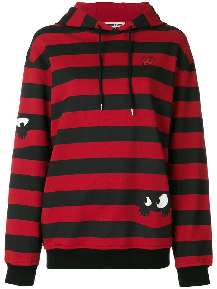 Mcq Alexander Mcqueen Striped Swallows Hoodie - Red