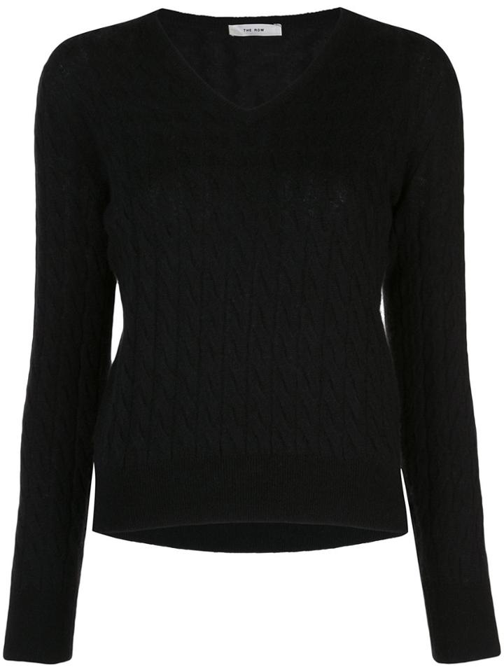 The Row Knitted V-neck Top - Black