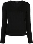 The Row Knitted V-neck Top - Black