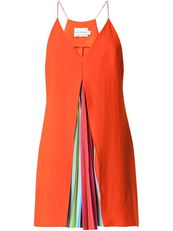 Mary Katrantzou Rainbow Stripe Pleat Dress