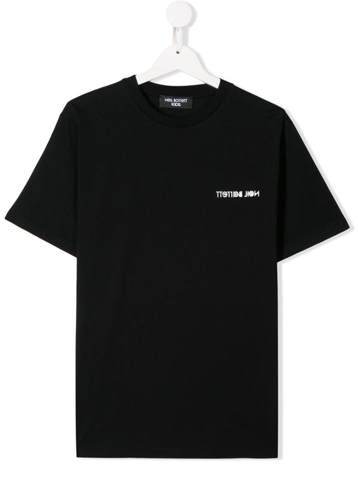 Neil Barrett Kids Teen Reversed Logo T-shirt - Black