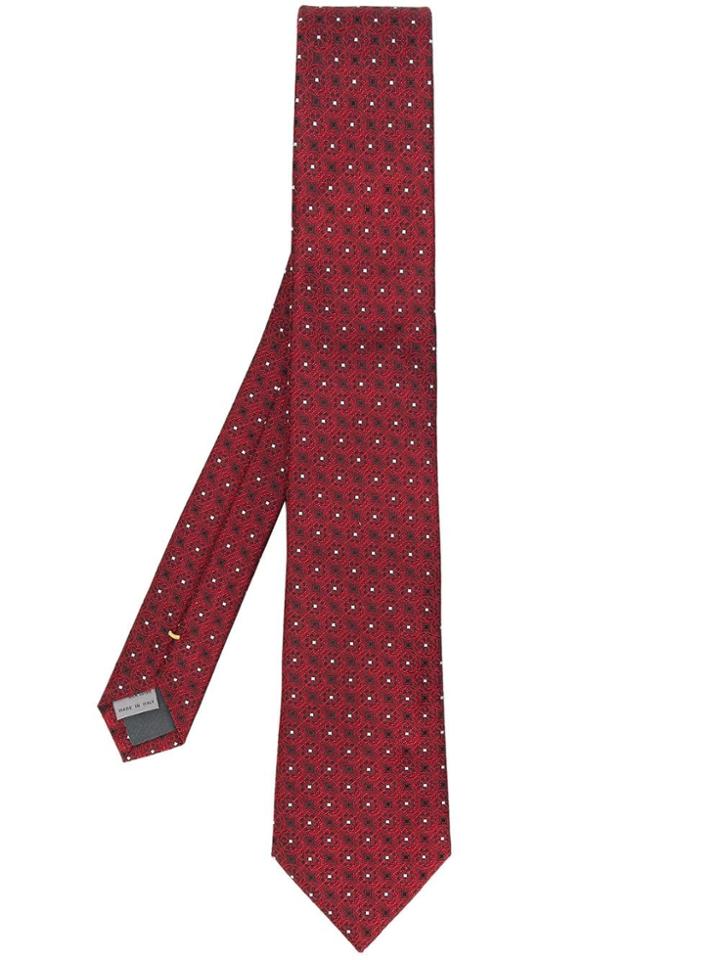 Canali Floral Patterned Tie - Red