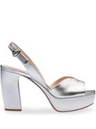 Miu Miu Metallic Nappa Leather Sandals - Silver