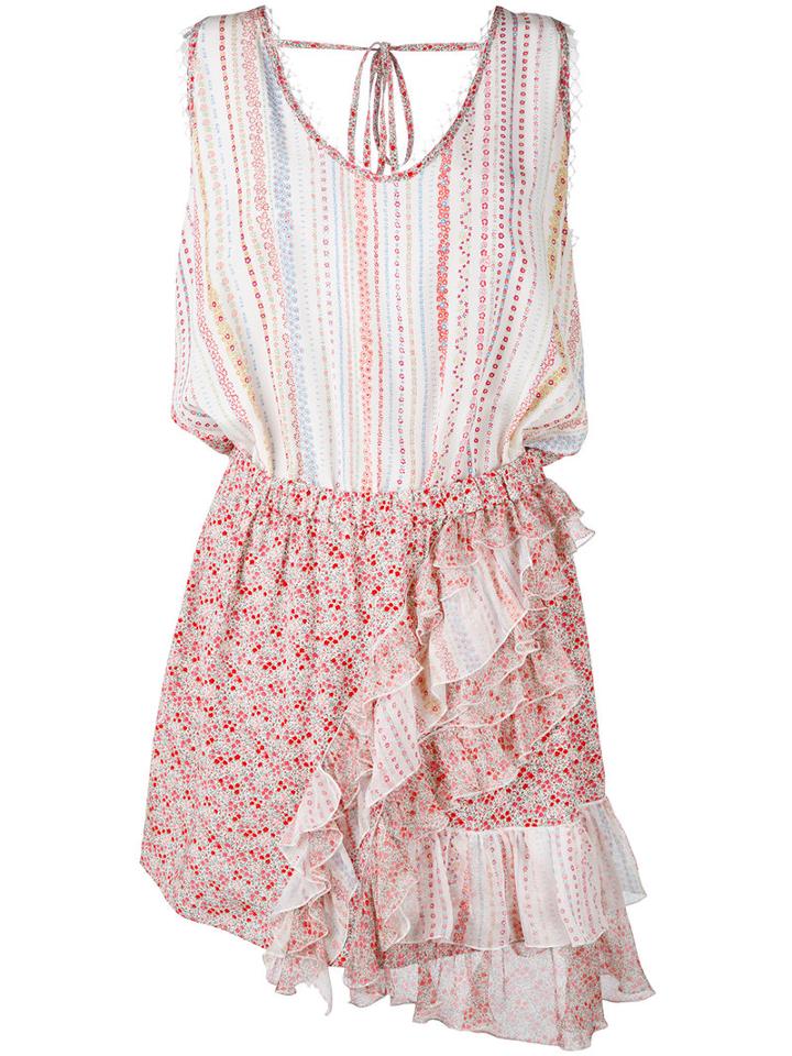 No21 - Floral Ruffle Dress - Women - Silk - 40, Women's, Pink/purple, Silk