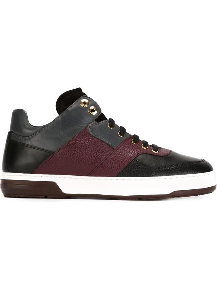 Salvatore Ferragamo Panelled Sneakers, Men's, Size: 7.5, Black, Calf Leather/leather/nylon/rubber