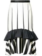 Tome Striped Frill-trim Skirt - Black