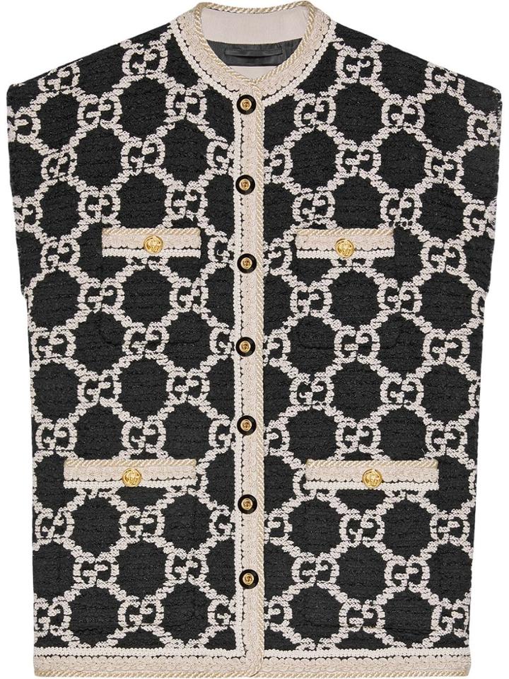 Gucci Gg Tweed Sleeveless Vest - Black
