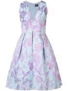 Marchesa Notte Floral Embroidered Dress - Blue
