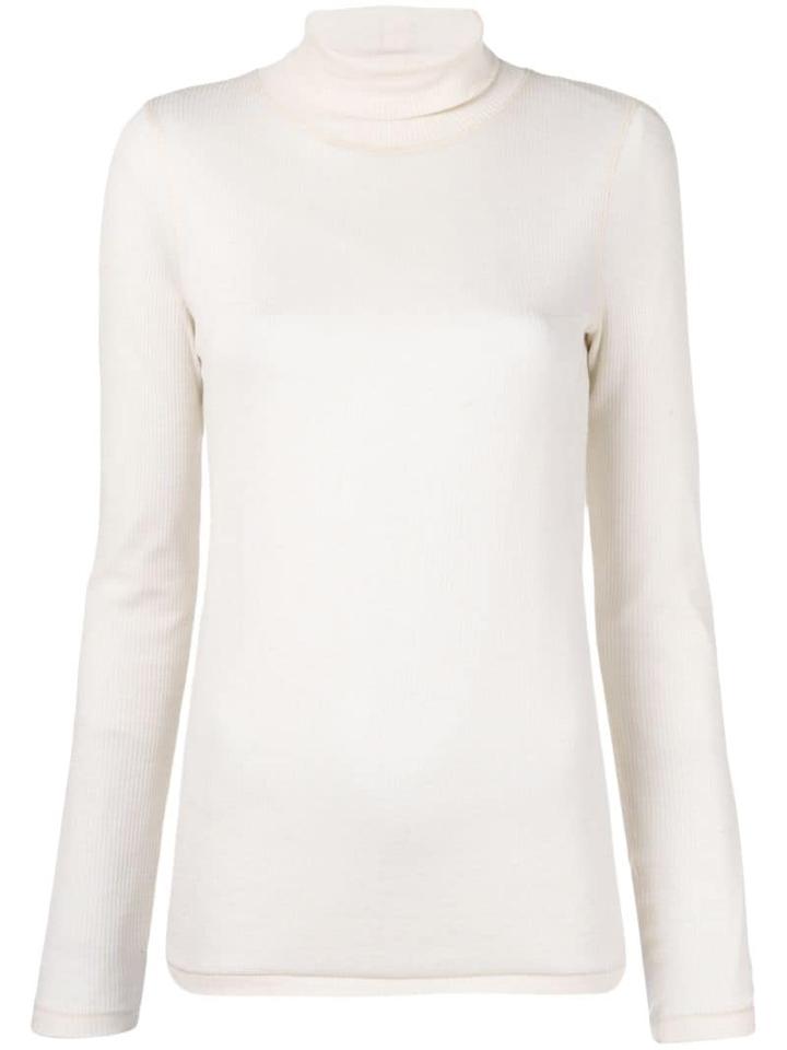 Ami Paris Long Sleeves Tee With Turtle Neck - White