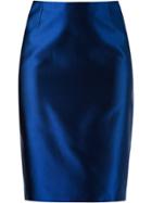 Martha Medeiros High Waist Pencil Skirt - Blue