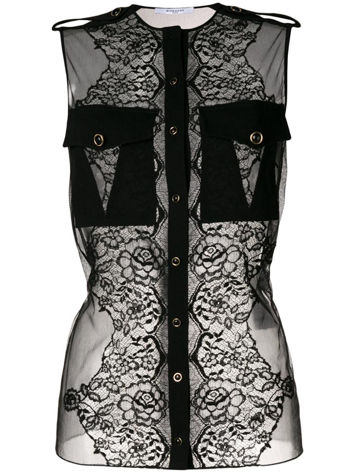 Givenchy Sleeveless Lace Blouse - Black
