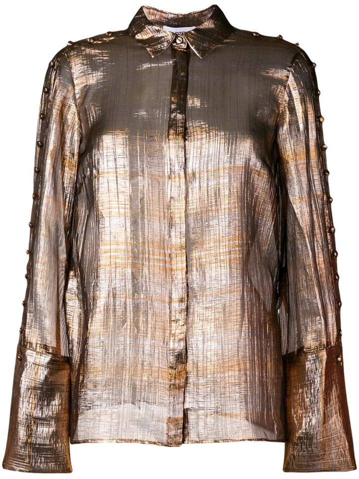 Partow Metallic Sheer Blouse