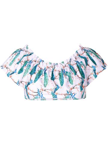 Verdelimon Peacock Print Bikini Top - Pink & Purple