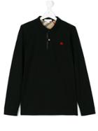 Burberry Kids Longsleeved Polo Shirt - Black