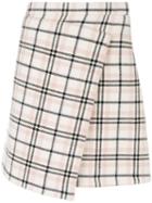 Carven Checked Wrap Skirt - Neutrals