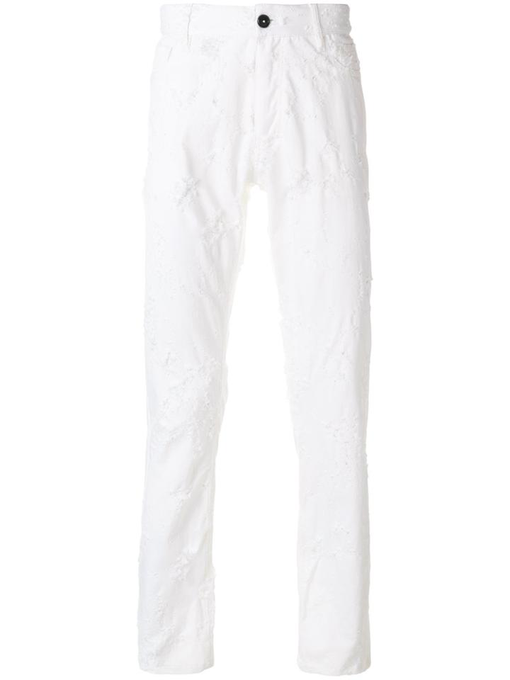 Ann Demeulemeester Distressed Slim-fit Jeans - White