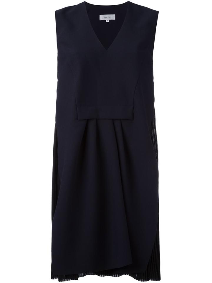 Carven Tulle Inset Dress, Women's, Size: 36, Blue, Silk/polyester/acetate