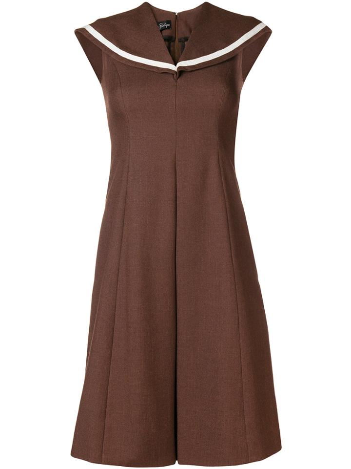 William Vintage 1972 Sailor Neckline Dress - Brown