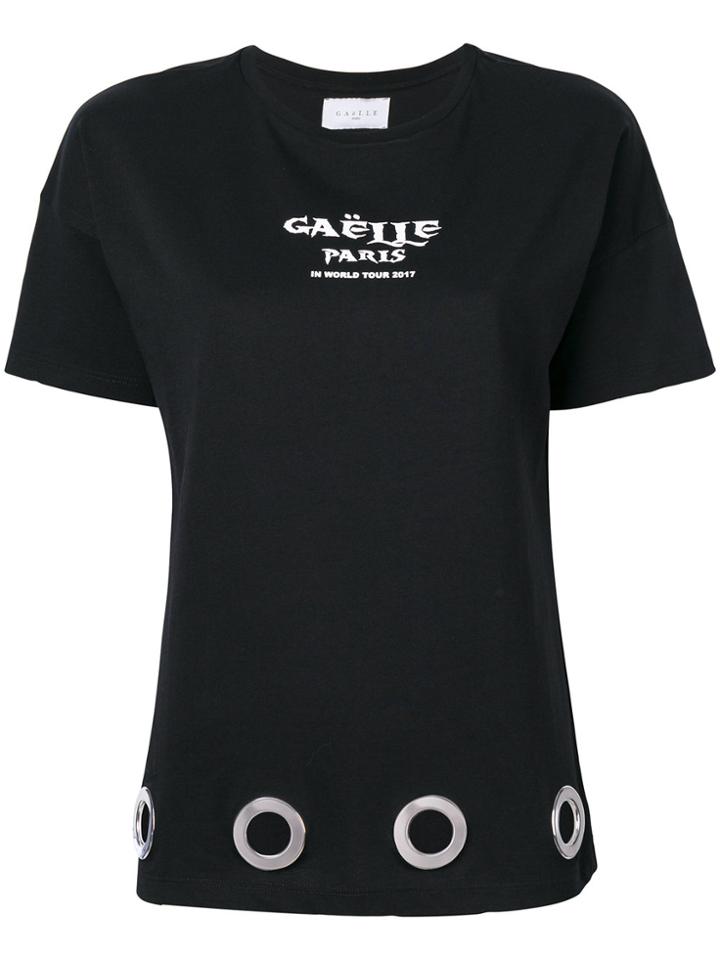 Gaelle Bonheur Short Sleeved Eyelet T-shirt - Black