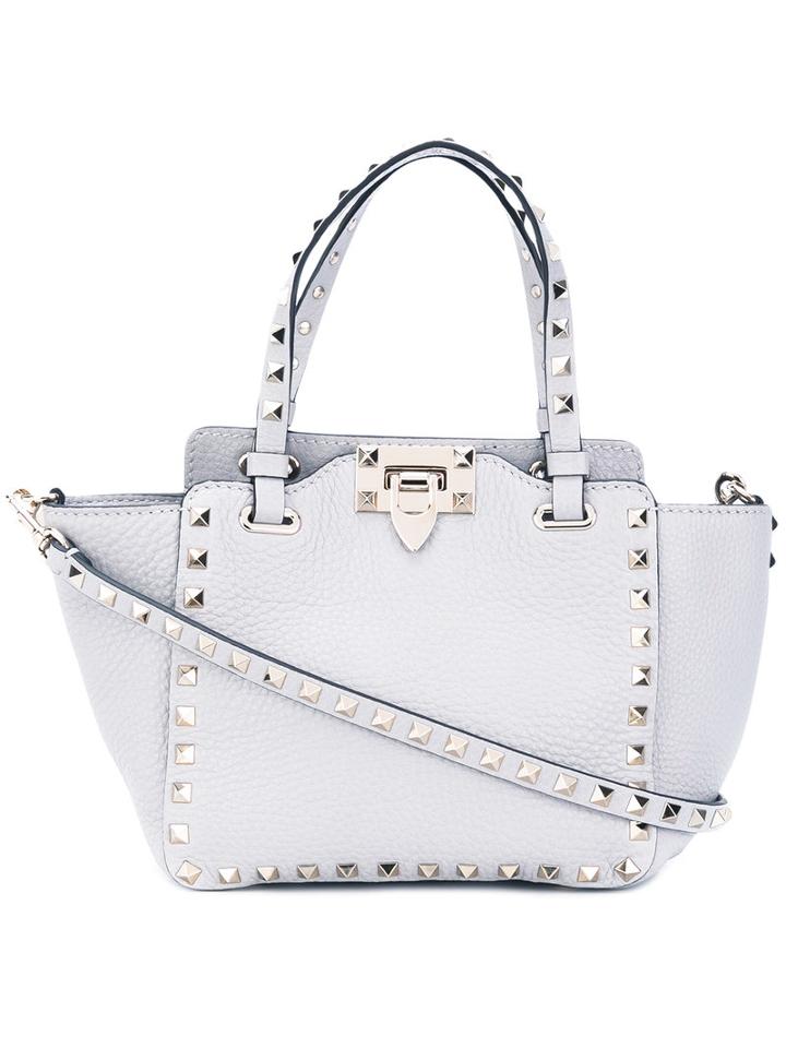 Valentino 'rockstud' Trapeze Tote, Women's, Grey, Calf Leather