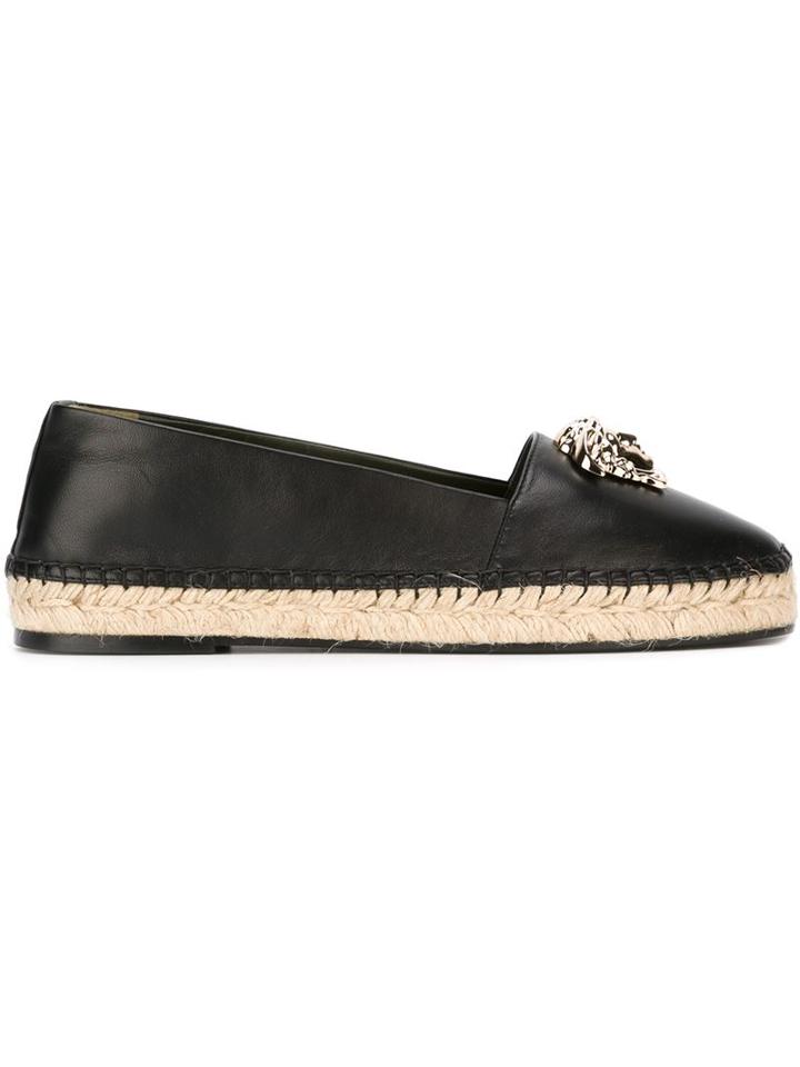 Versace Medusa Espadrilles, Women's, Size: 40, Black, Leather/metal