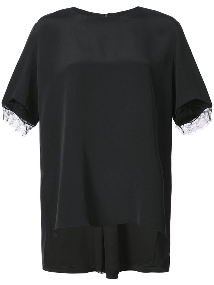 Adam Lippes Lace Trim Boxy Blouse - Black