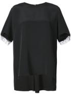 Adam Lippes Lace Trim Boxy Blouse - Black