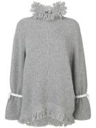 Sacai Frayed Collar Sweater - Grey