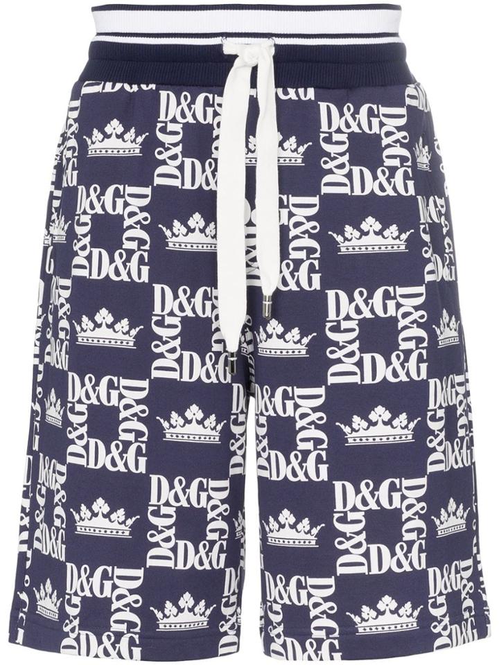 Dolce & Gabbana Crown Logo Print Shorts - Blue