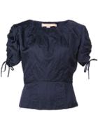 Brock Collection Tie-fastening Ruched Top - Blue
