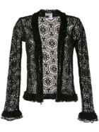 Chanel Pre-owned Floral Macrame Open Cardigan - Black