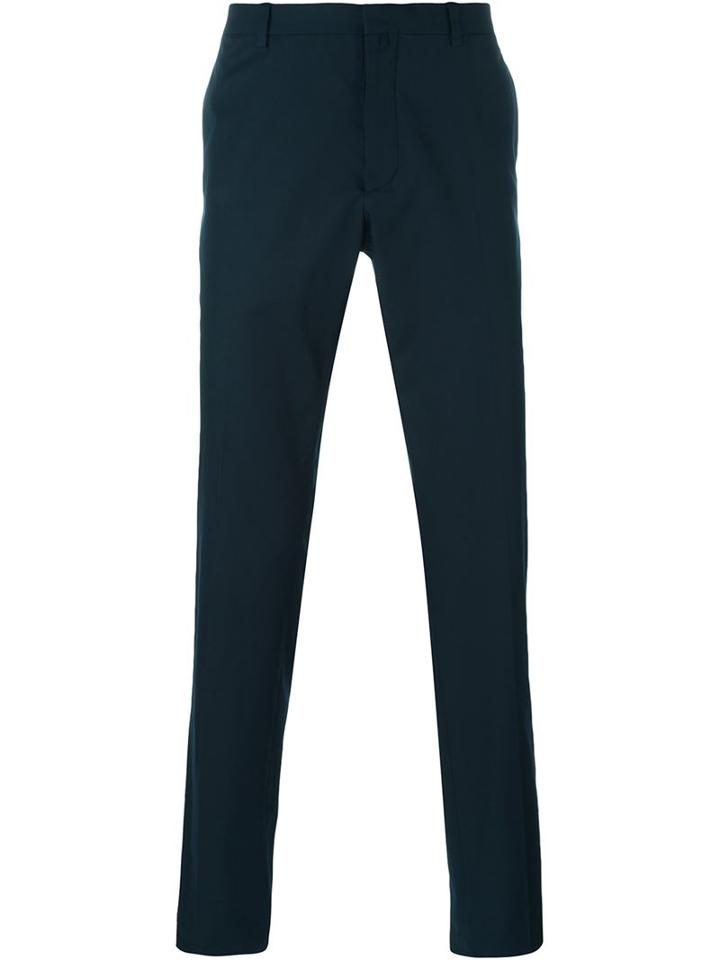 Jil Sander Slim Tailored Trousers, Men's, Size: 52, Blue, Cotton