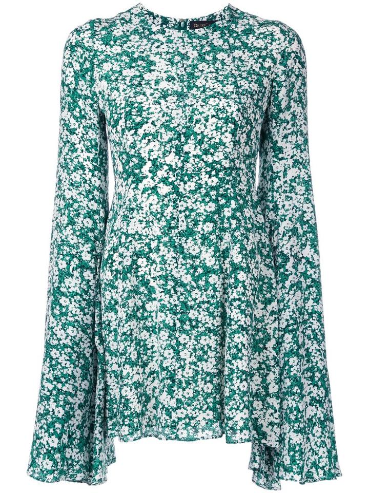 Dresscamp Cape Sleeve Fitted Dress, Women's, Size: 36, Green, Silk