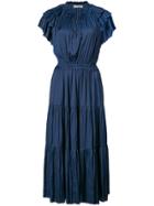 Ulla Johnson Ruffle Sleeve Flared Dress - Blue