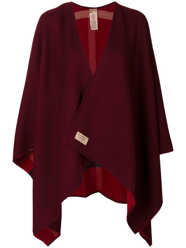 Burberry - Reversible Poncho - Women - Merino - One Size, Red, Merino