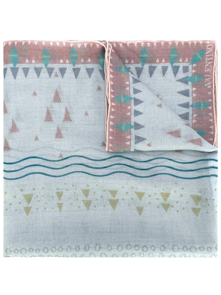 Valentino 'russian Ballet' Scarf, Women's, Blue, Silk/cashmere/wool