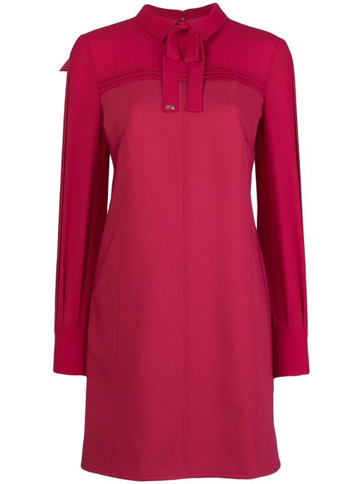 Elisabetta Franchi Tie Neck Shift Dress - Pink & Purple