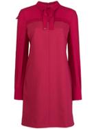 Elisabetta Franchi Tie Neck Shift Dress - Pink & Purple