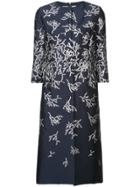 Oscar De La Renta Metallic-appliquéd Collarless Coat - Blue