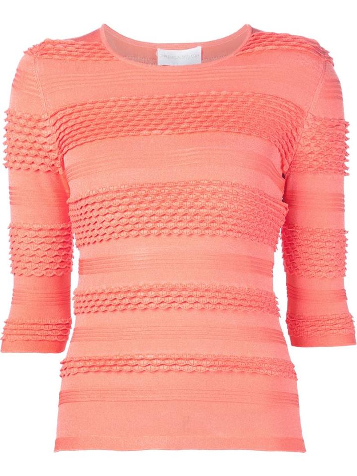 Christian Siriano Textured Knit Top, Women's, Size: 8, Yellow/orange, Polyester/spandex/elastane
