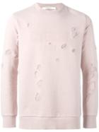 Givenchy Destroyed Logo Print Sweatshirt, Adult Unisex, Size: Small, Pink/purple, Cotton/polyester