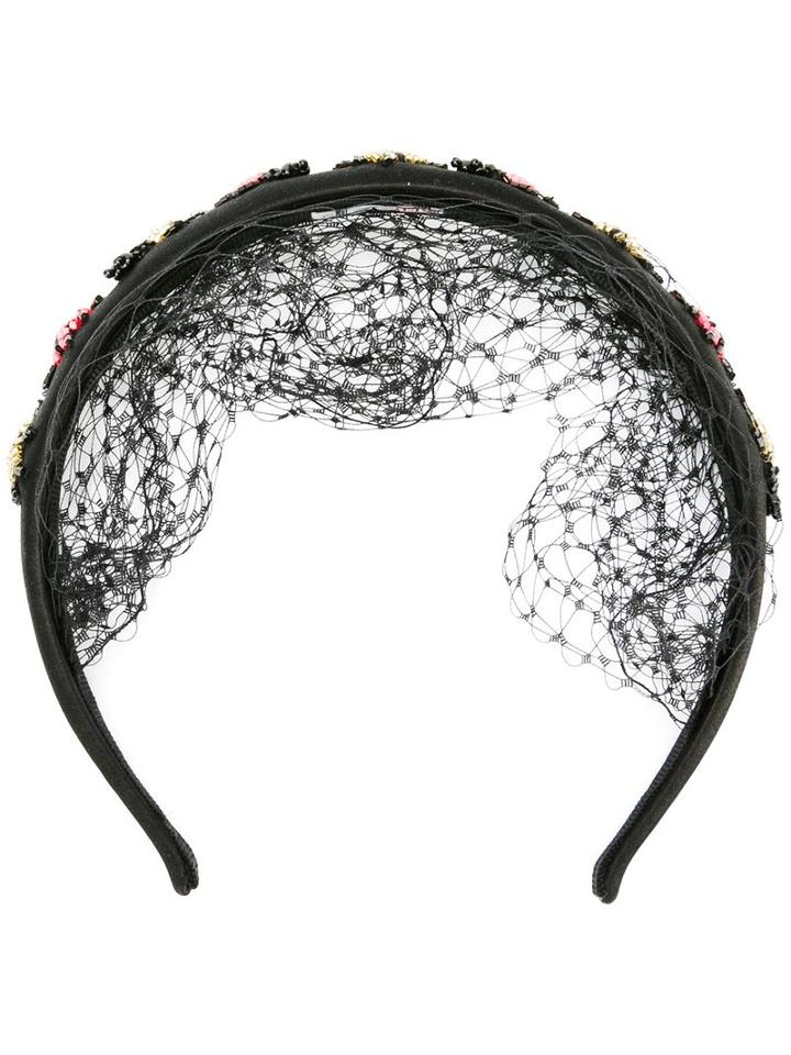 Red Valentino Beaded Bug Applique Headband, Women's, Black, Polyester