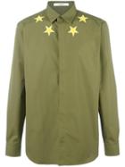 Givenchy Star Embroidered Shirt, Men's, Size: 39, Green, Cotton