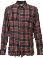 Saint Laurent Crinkle-effect Checked Shirt - Red