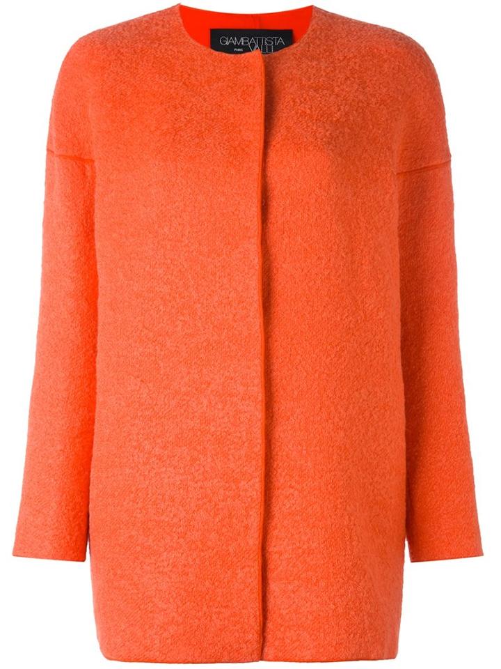 Giambattista Valli Single Breasted Coat, Women's, Size: 44, Yellow/orange, Silk/cotton/polyamide/virgin Wool
