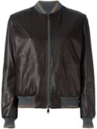 Brunello Cucinelli Classic Bomber Jacket, Women's, Size: 44, Brown, Leather/polyamide/virgin Wool