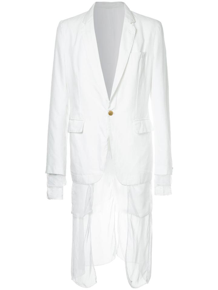 Comme Des Garçons Vintage Unstructured Sheer-panel Blazer - White