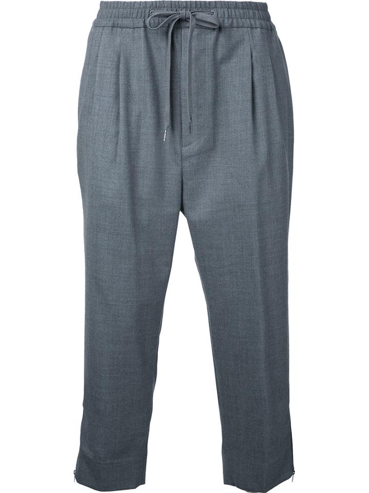 Monkey Time - Zipped Hem Cropped Trousers - Men - Polyester/wool - S, Grey, Polyester/wool