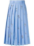 Prada Embellished Pleated Skirt - Blue